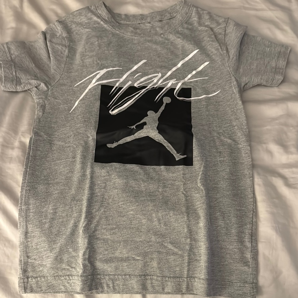Jordan Gray and Black Short Sleeve Tee with Jumpman Logo